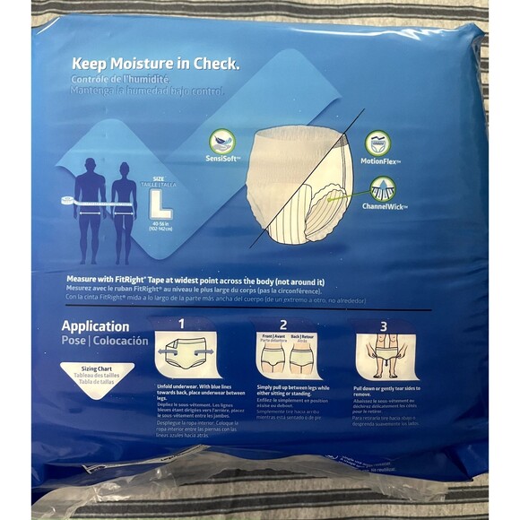 NEW FitRight Underwear Adult Extra Diapers Briefs 20Ct Size L Waist 40"-56" - Picture 2 of 4